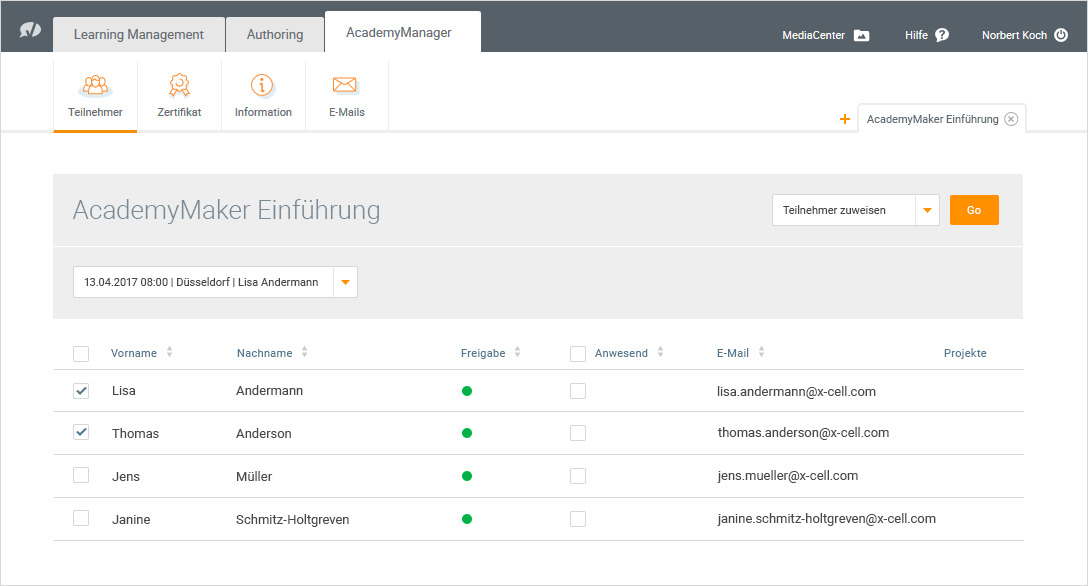 Präsenztrainings verwalten mit AcademyManager Präsenztrainings verwalten mit AcademyManager